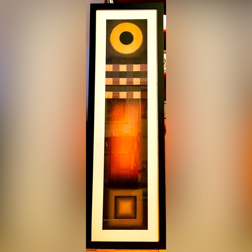 Abstract art with glass frame.